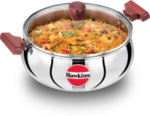 hawkins stainless steel biryani pot with glass lid ssh50g handi 5 l with lid