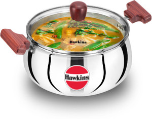 hawkins stainless steelbiryani pot with glass lid ssh40g handi 4 l with lid triply induction bottom
