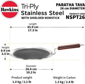 Hawkins Triply Stainless Steel Shielded Nonstick Tawa