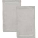 Hawmam Linen Ice Silver Bath Mats, 21 x 34 inches, Pack of 2-100% Ring Spun Cotton,[Not a Bathroom Rug] Banded Design, Highly Absorbent, Machine Washable for Bathroom Floor Towel