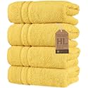 Hawmam Linen Hand Towels for Bathroom, Turkish Cotton, 4 Pack, Yellow
