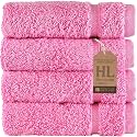 Hawmam Linen Wash Cloths, Turkish Cotton Washcloths, 4 Pack, Pink