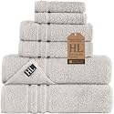 Hawmam Linen Towel Set, Turkish Cotton, 6 Pack, Ice Silver