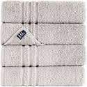 Hawmam Bath Linen Towels Large, Turkish Cotton, 4 Pack, Ice Silver