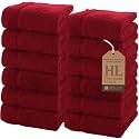 Hawmam Linen Wash Cloths, Turkish Cotton Washcloths, 12 Pack, Red