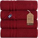 Hawmam Bath Linen Towels Large, Turkish Cotton, 4 Pack, Red