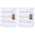 Hawmam Linen White Hand Towels for Bathroom, Set of 4, 16x29 Inch, Premium Turkish Cotton, Highly Absorbent Hotel Collection, Blissful Luxury Spa Feel, White Towels (Pack of 2)