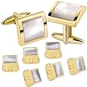 HAWSON Cufflinks and Studs for Men with Gift Box, Gold or Silver Tone Cuff Links, Mens Jewelry or Accessories for Wedding Business Anniversary Birthday