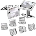HAWSON Cufflinks and Studs for Men with Gift Box, Gold or Silver Tone Cuff Links, Mens Jewelry or Accessories for Wedding Business Anniversary Birthday
