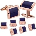 HAWSON Cufflinks and Studs for Men with Gift Box, Gold or Silver Tone Cuff Links, Mens Jewelry or Accessories for Wedding Business Anniversary Birthday