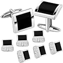 HAWSON Cufflinks and Studs for Men with Gift Box, Gold or Silver Tone Cuff Links, Mens Jewelry or Accessories for Wedding Business Anniversary Birthday