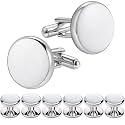 HAWSON Men’s Cufflinks and Tuxedo Studs Set with Gift Box; Men’s Jewelry or Accessories Suitable for Black Suit White Shirts Vest and Red Bow tie on Wedding or Anniversary and Birthday