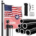 HAYOHRT Heavy Duty Flag Pole with 3x5 American Flag 20 FT 12 Gauge Extra Thick Black Flagpole Kit for Yard Outdoor Commercial Residential Outside House In Ground 100MPH Wind Tested