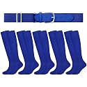 Haysandy Baseball or Softball Sock and Belt Combo Set 5 Football Baseball Socks with Softball Belt for Kids Youth Boys