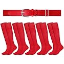 Haysandy Baseball or Softball Sock and Belt Combo Set 5 Football Baseball Socks with Softball Belt for Kids Youth Boys