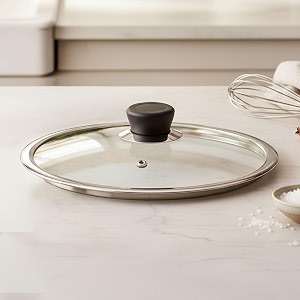 hazel 24 cm toughened glass lid with steel rim for honeycomb cookware