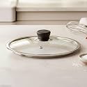 HAZEL 24 cm Toughened Glass Lid with Steel Rim for Honeycomb Cookware