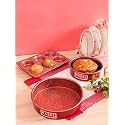 HAZEL Alfa Aluminium Granite Finish Non Stick Microwave Safe Heavy Gauge 3 Pc Mould Combo - Large Cake Mould with Small Mould &amp; Muffin Mould, Red
