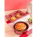 HAZEL Heavy Gauge Premium Aluminium Granite Finish Non Stick Microwave Safe 2 Pc Mould Combo, 1 Small Cake Mould with 1 Muffin Tray, Red