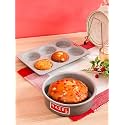 HAZEL Heavy Gauge Premium Aluminium Granite Finish Non Stick Microwave Safe 2 Pc Mould Combo, 1 Small Cake Mould with 1 Muffin Tray, Grey