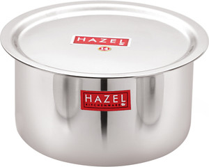 hazel alfa stainless steel tope patila with lid premium heavy gauge round bottom boiling vessels bhagona dekchi 225 cm 3 litre silver topebhagonapatila with lid 3 l capacity 3000 cm diameter stainless steel