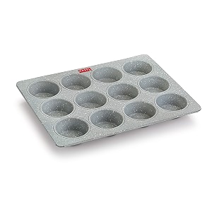 hazel aluminium cupcake muffin mould microwave safe 12 cups granite finish non stick muffin pan chocolate baking tray for house and bakery grey