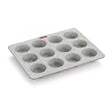 HAZEL Aluminium Cupcake Muffin Mould Microwave Safe 12 Cups Non Stick Granite Finish Muffin Pan Chocolate Baking Tray for House and Bakery, Grey
