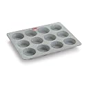 HAZEL Aluminium Cupcake Muffin Mould Microwave Safe 12 Cups Granite Finish Non Stick Muffin Pan Chocolate Baking Tray for House and Bakery, Grey