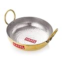 HAZEL Brass Kadai with Kalai | 24 cm with 2650 ml Capacity 100% Pure Brass Kadhai with Tin Coating | Brass Kadai for Cooking and Serving | Brass Utensils for Kitchen