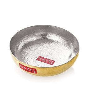 hazel brass kadai with kalai  24 cm with 2650 ml capacity 100 pure brass kadhai with tin coating  brass kadai for cooking and serving  brass utensils for kitchen