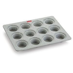 hazel aluminium cupcake muffin mould microwave safe 12 cups non stick granite finish mini crown muffin pan chocolate baking tray for house and bakery grey