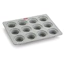 HAZEL Aluminium Cupcake Muffin Mould Microwave Safe 12 Cups Non Stick Granite Finish Mini Crown Muffin Pan Chocolate Baking Tray for House and Bakery, Grey
