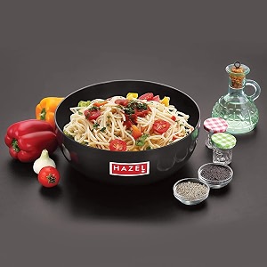 hazel hard anodized kadhai without handle i aluminium cookware 2500 ml with 3 mm thickness i non-toxic amp non-staining i ideal for daily use for gas stove only