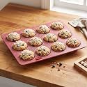 HAZEL Muffin Tray I Non Stick Coated Cupcake Tray with 12 Cavity for Microwave I Sturdy and Durable Baking Tray Made with Aluminium, Red I Ideal for Household Use