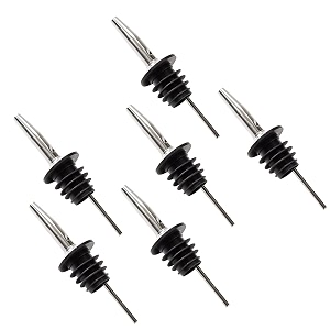 hazel stainless steel bottle pourer  metal pourer for all bottles set of 6 silver