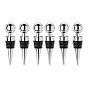 HAZEL Stainless Steel Bottle Pourer | Metal Pourer for All Bottles, Set of 6, Silver