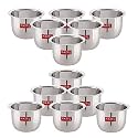 HAZEL Stainless Steel Tea Glasses Mini | 9.3 cm with 200 ml Traditional Design Coffee Milk Serving Glass | Patra Pela, Set of 12