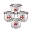 HAZEL Stainless Steel Tea Glasses Mini Traditional Design Coffee Milk Serving Glass Patra Pela, Set of 4, 9.3 cm, 200 ML, Silver