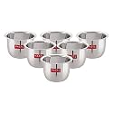 HAZEL Stainless Steel Mini Tea Glasses | 9.3 cm with 200 ml Each Traditional Design Coffee Milk Serving Glasses | Steel Pela Patra, Set of 6