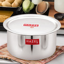HAZEL Stainless Steel Tope Patila Flat Bottom Boiling Bhagona Dekchi, 22.5 cm, Silver with Lid 2.9 L capacity 2900 cm diameter (Stainless Steel)