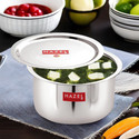 HAZEL Stainless Steel Tope Patila, Flat Bottom Boiling Bhagona Dekchi, 21 cm, Silver with Lid 2.3 L capacity 2300 cm diameter (Stainless Steel)