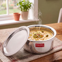 HAZEL Stainless Steel Tope Patila With Lid Premium Heavy Gauge Flat Bottom Tope/Bhagona/Patila with Lid 1 L capacity 1000 cm diameter (Stainless Steel)