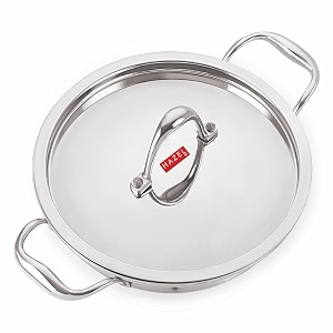 hazel triply stainless steel induction bottom kadhai with stainless steel lid 26 litre 245 cm