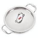 HAZEL Triply Stainless Steel Induction Bottom Kadhai with Stainless Steel Lid, 2.6 Litre, 24.5 cm