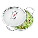 HAZEL Triply Stainless Steel Induction Bottom Kadhai with Stainless Steel Lid, 1.2 Litre, 18.5 cm