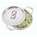 HAZEL Triply Kadhai with Lid | Induction Base 5.8 Litre Stainless Steel Kadahi | Induction Kadai with Lid | Deep Frying &amp; Curry Wok Kadai