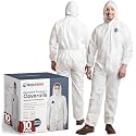 Hazmat Suit | 1 or 10 Pack | Disposable Coveralls Hooded Heavy Duty 6 Sizes