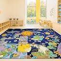 Hazo Haus Galaxy 8x10 Educational Kids Rug for Classroom – Interactive Solar System Design with Planets, Spaceships, Astronauts &amp; Fun Characters – Perfect for STEM Learning &amp; Creative Play Spaces