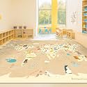 Hazo Haus Large Kids Rugs for Classroom - 6x9 Kids Room Rug with Animal &amp; Educational World Map Area Rug - Washable, Non-Slip, Stain Resistant, Soft &amp; Safe for Child, Playroom Essentials - Soft Beige