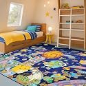 Hazo Haus Solar System Explorer 6x9 Kids Area Rug – Educational Outer Space Map with Planets, Rockets, Robots &amp; Aliens – Ideal for Playroom, Classroom, Living Room, or Science-Loving Children